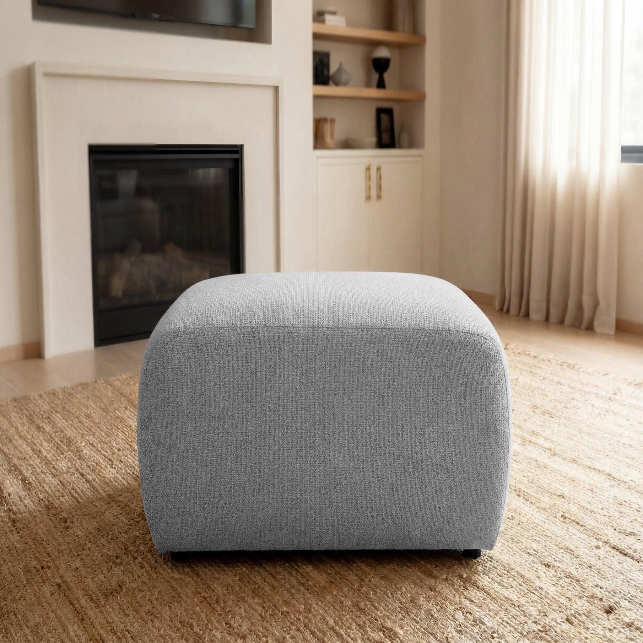 Voir la diapositive 3 : CASANOVA PARIS Sacha - pouf en tissu chiné 105x57x40