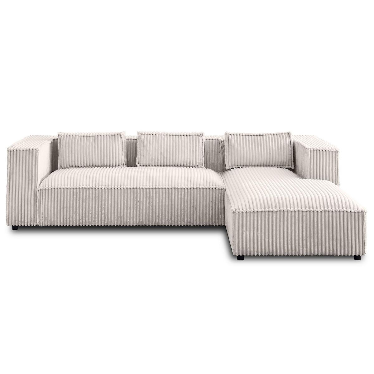 LISA DESIGN Stella - canapé d'angle droit - 4 places - en velours côtelé grosses côtes