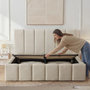 Voir la diapositive 4 : BELLECOUR BELLECOUR LITERIE | Lit coffre beige MADELEINE 2 places