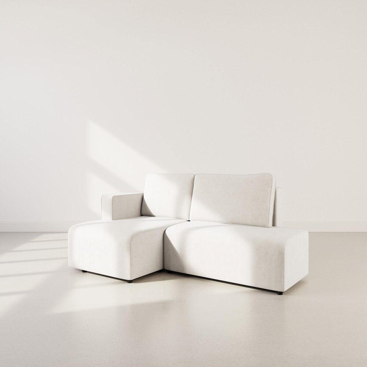 BEST MOBILIER Topaze - canapé d'angle gauche 4 places convertible avec coffre en velours côtelé