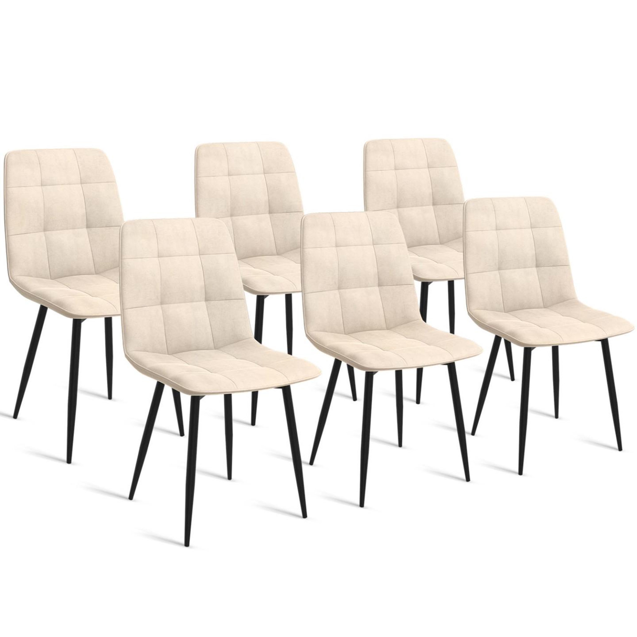 ID MARKET Lot de 6 chaises mila en velours beige pour salle à manger