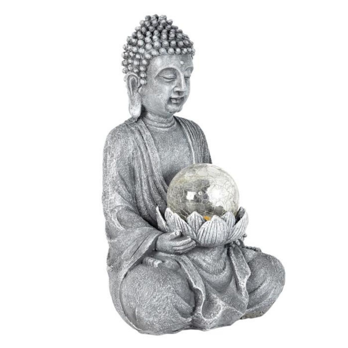 Paris Prix Lampe Solaire Déco  Bouddha  26cm Gris