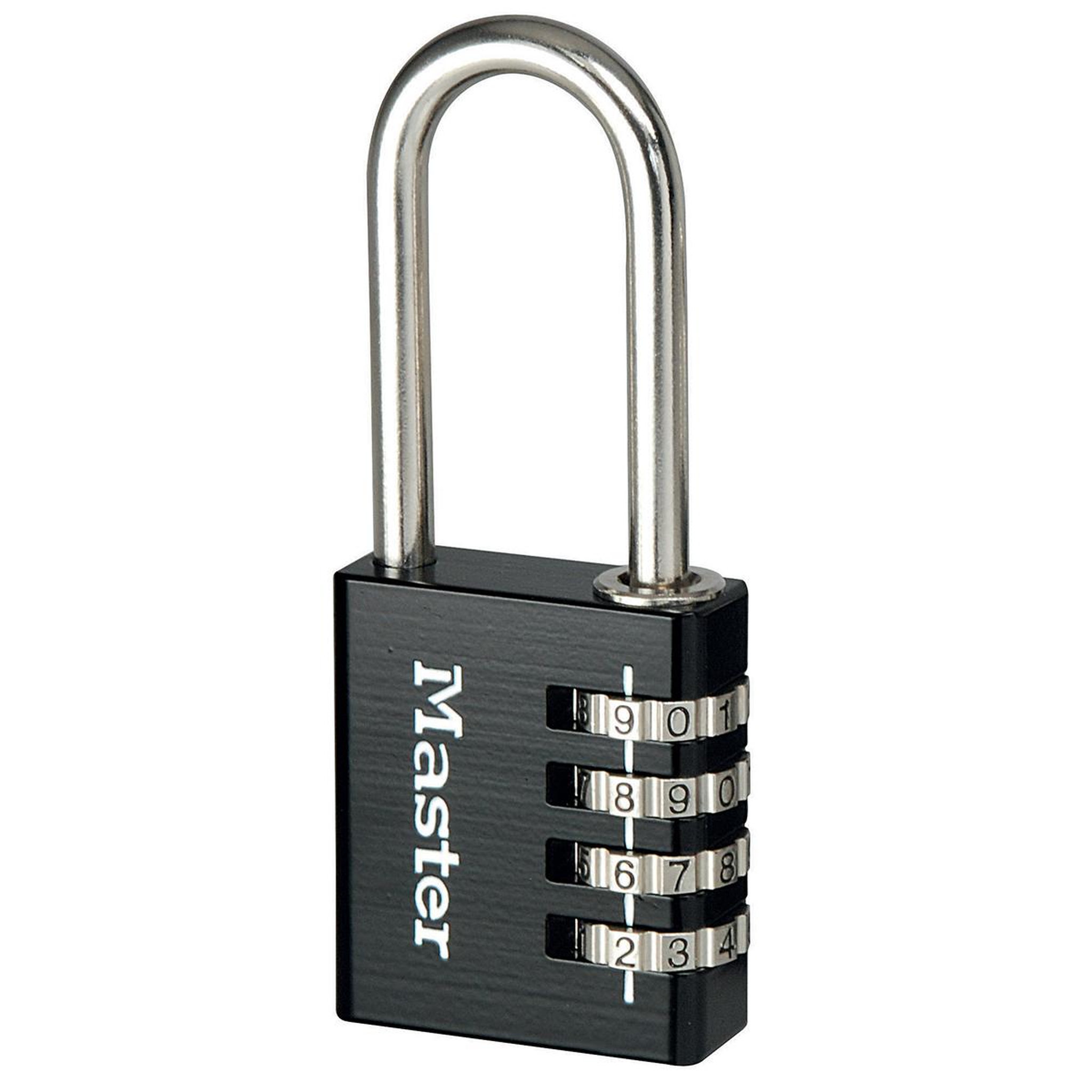 Master lock Cadenas à combinaison programmable en aluminium avec anse longue, noir, 4 x 10,2 x 1,5 cm