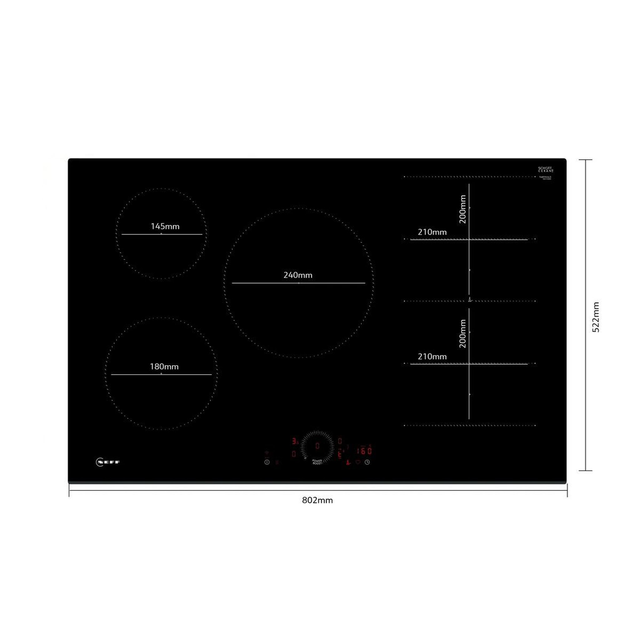 Voir la diapositive 3 : Neff Table de cuisson induction 80cm 5 feux 7400w noir - t68fhv4l0