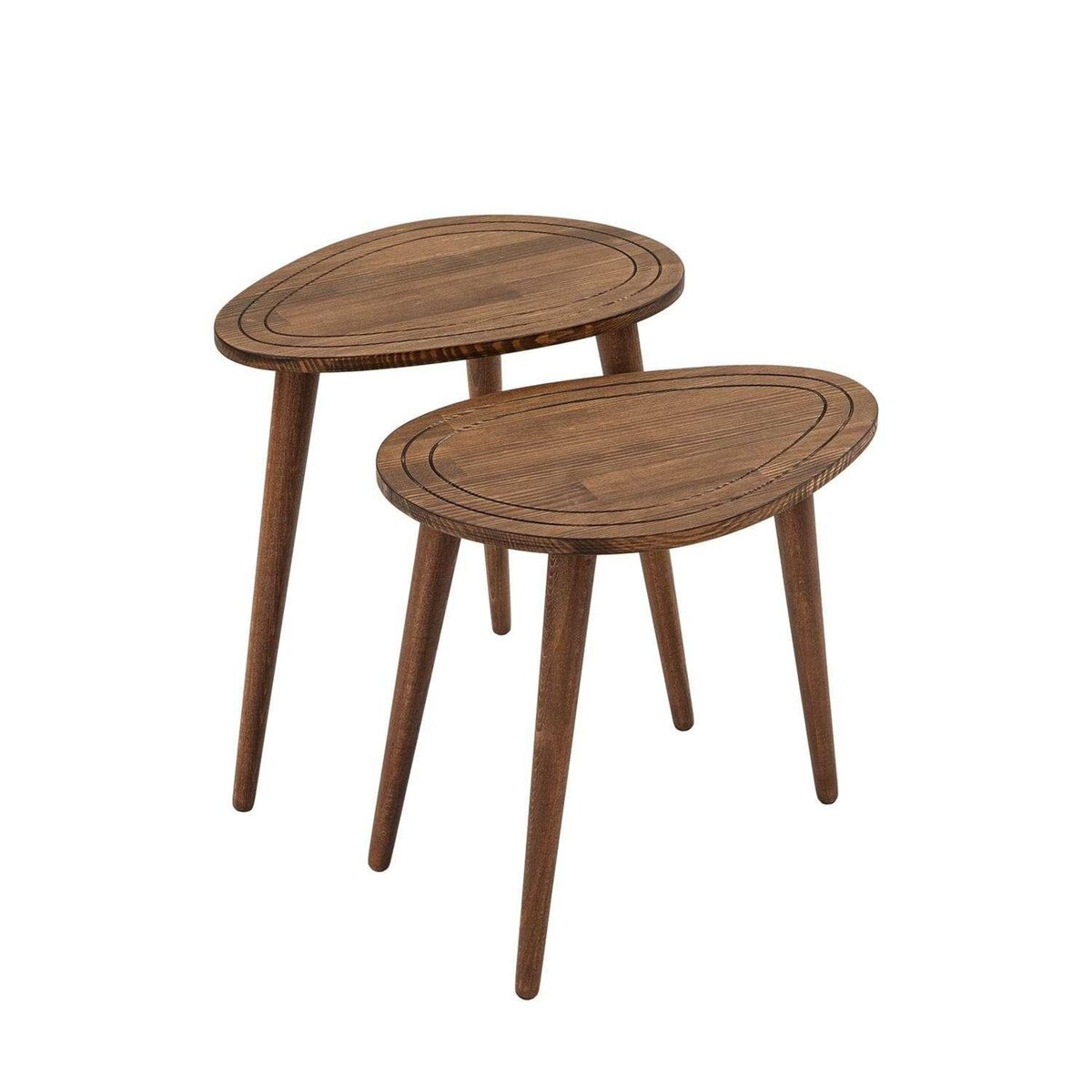 TOILINUX Lot de 2 Tables d'appoint Théodore en bois massif