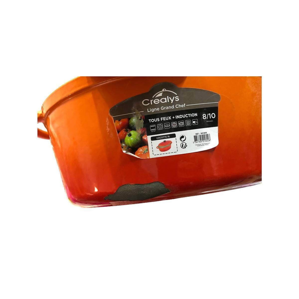 Crealys Cocotte Crealys 3367305016028 Ovale en fonte d'acier émaillée orange