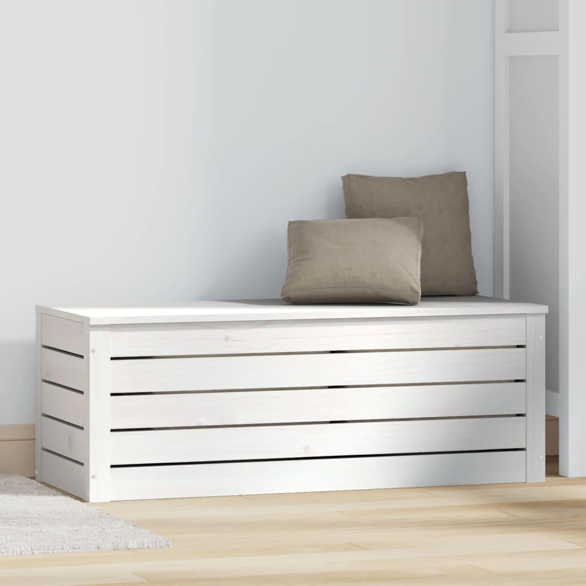 Voir la diapositive 3 : VIDAXL Boîte de rangement Blanc 89x36,5x33 cm Bois massif de pin