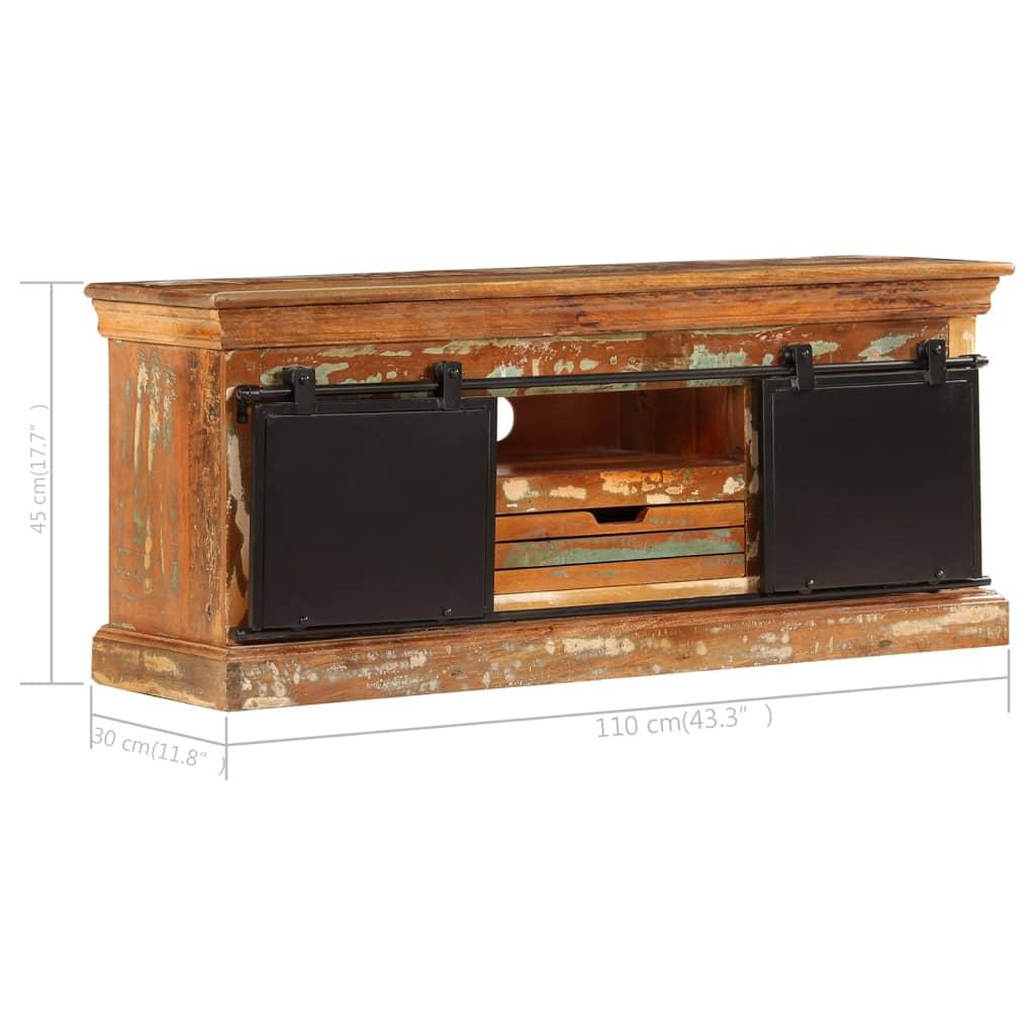 Voir la diapositive 6 : VIDAXL Meuble tv 110 x 30 x 45 cm bois de recuperation massif