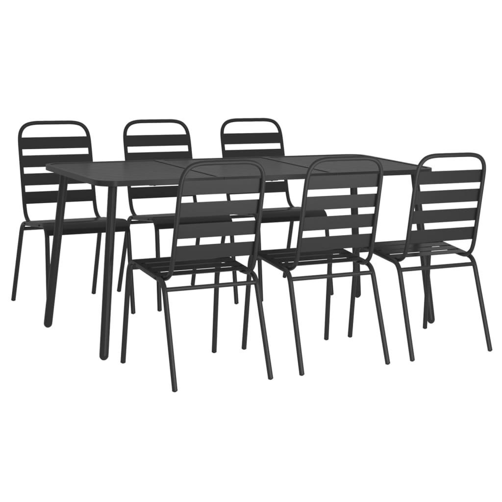Voir la diapositive 3 : VIDAXL Ensemble a manger de jardin 7 pcs anthracite acier