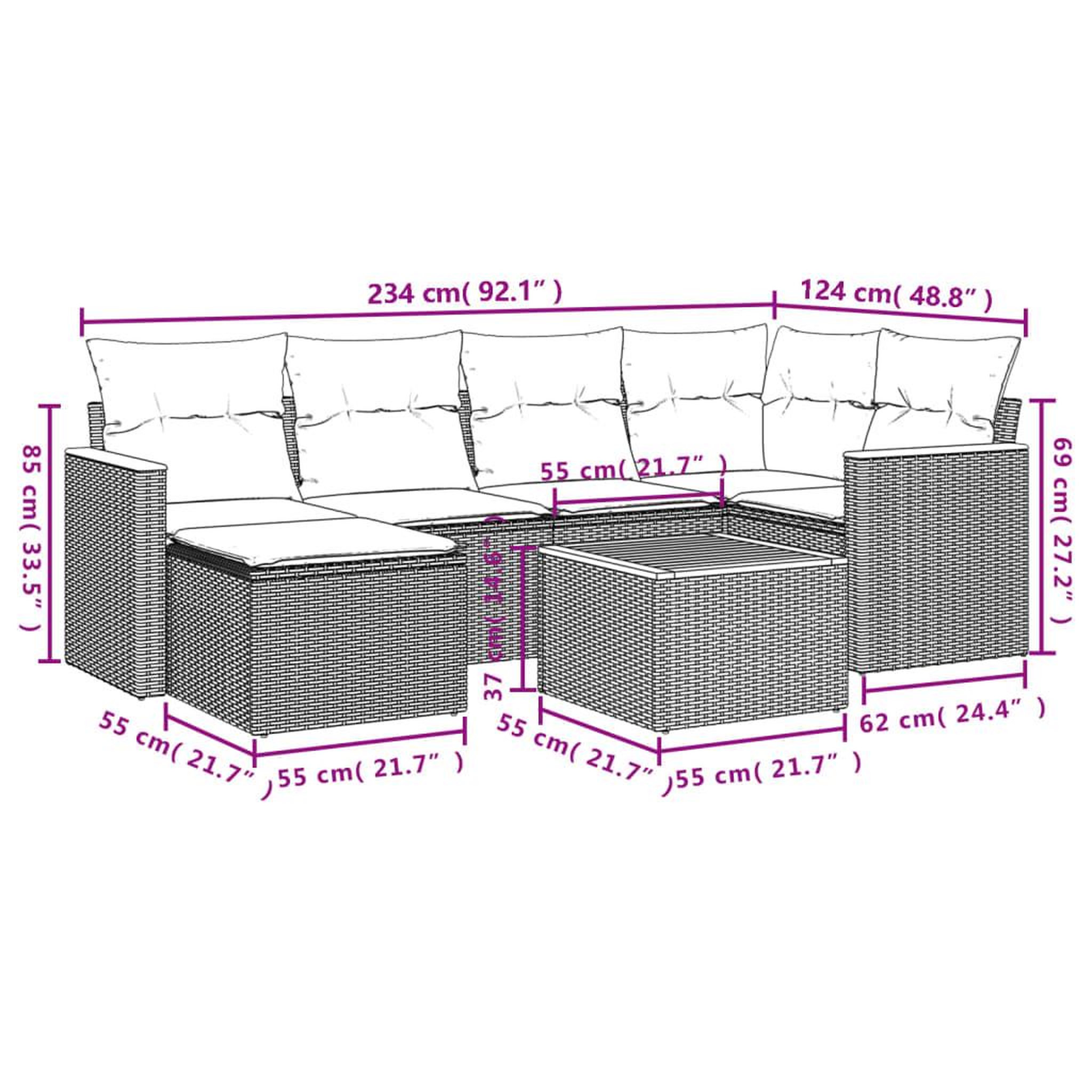 Voir la diapositive 6 : VIDAXL Salon de jardin avec coussins 7pcs melange beige resine tressee