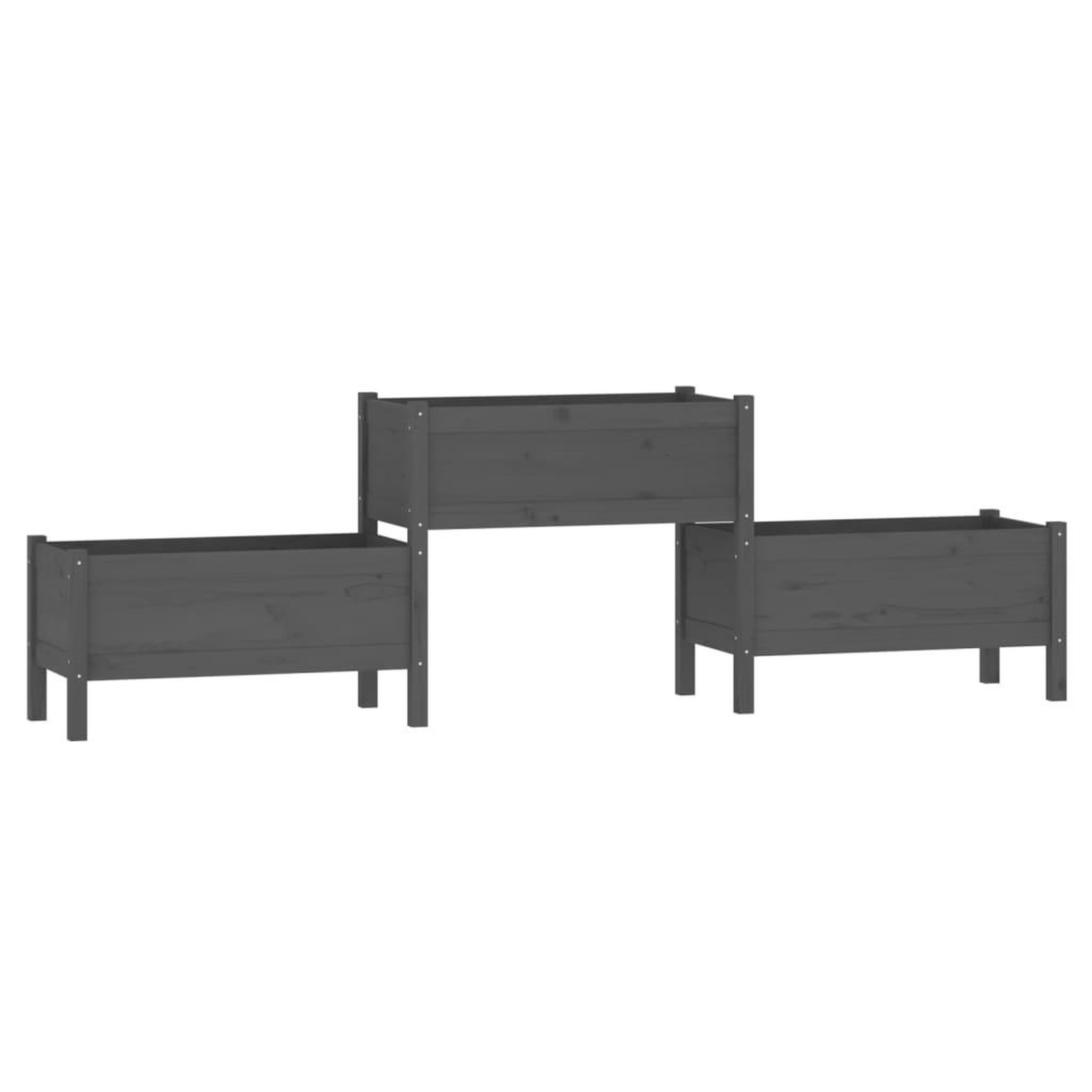 Voir la diapositive 2 : VIDAXL Jardiniere Gris 245,5x44x75 cm Bois massif de pin