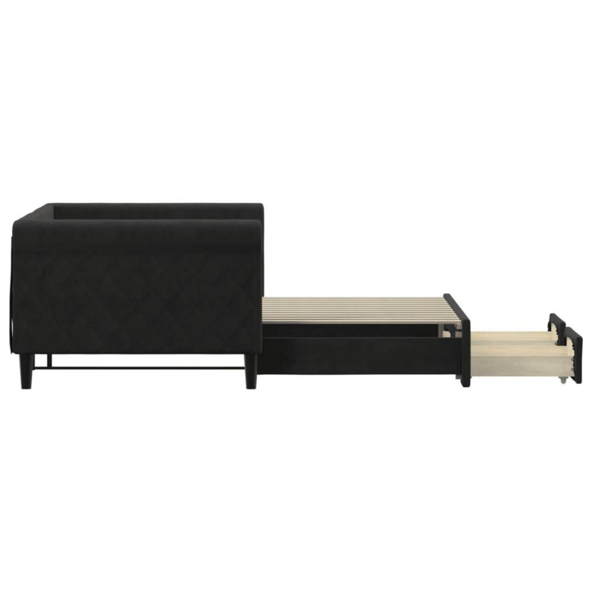 VIDAXL Lit de jour avec gigogne et tiroirs sans matelas noir 90x200 cm