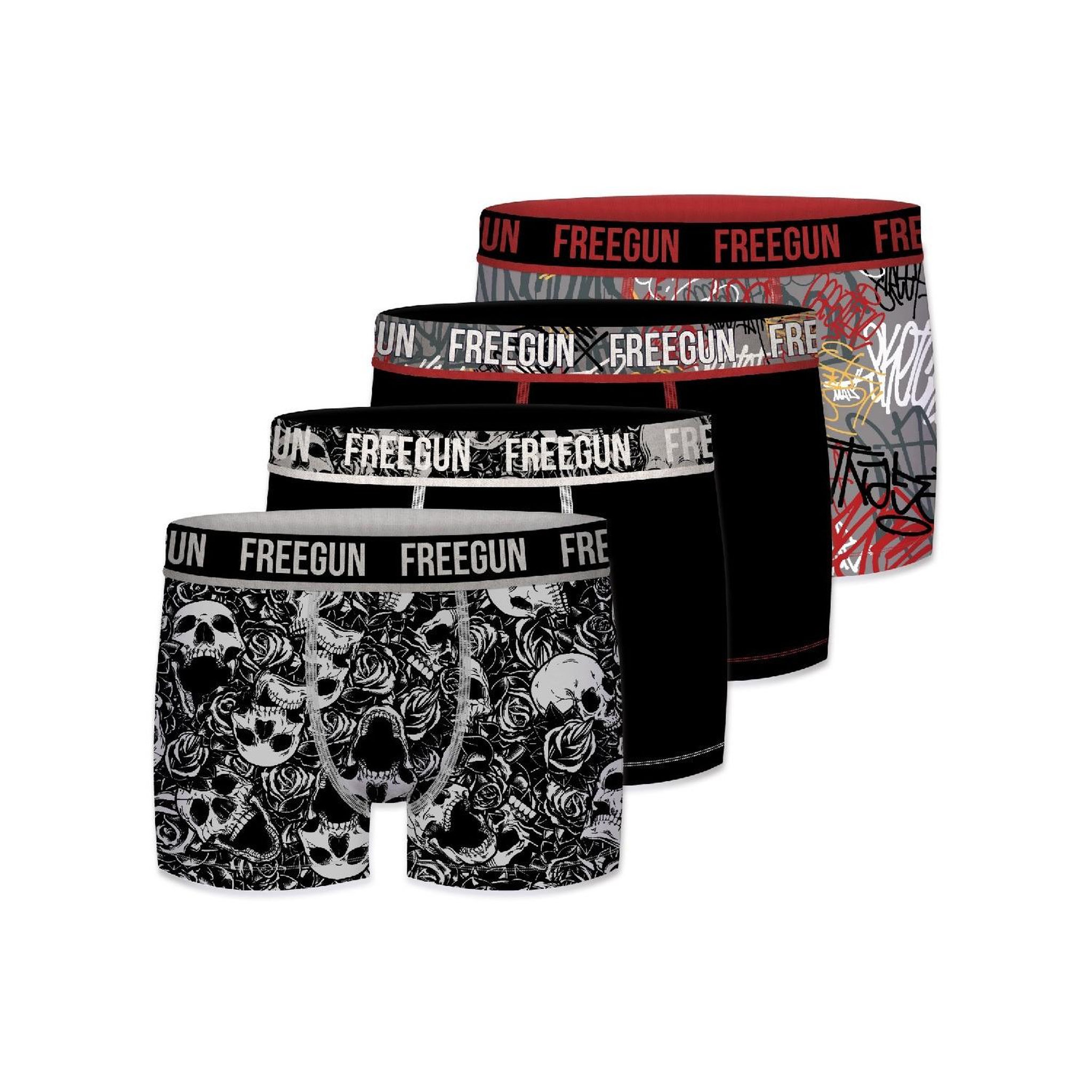 Voir la diapositive 1 : FREEGUN Lot de 4 Boxers garçon en coton