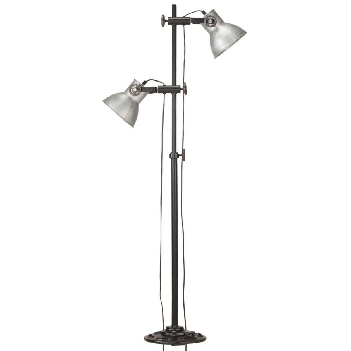 VIDAXL Lampadaire avec 2 abat-jour Argente E27 Fonte