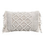 Voir la diapositive 1 : ATMOSPHERA Coussin Macramé rectangulaire 30x50cm Palm avec franges - Blanc Ivoire
