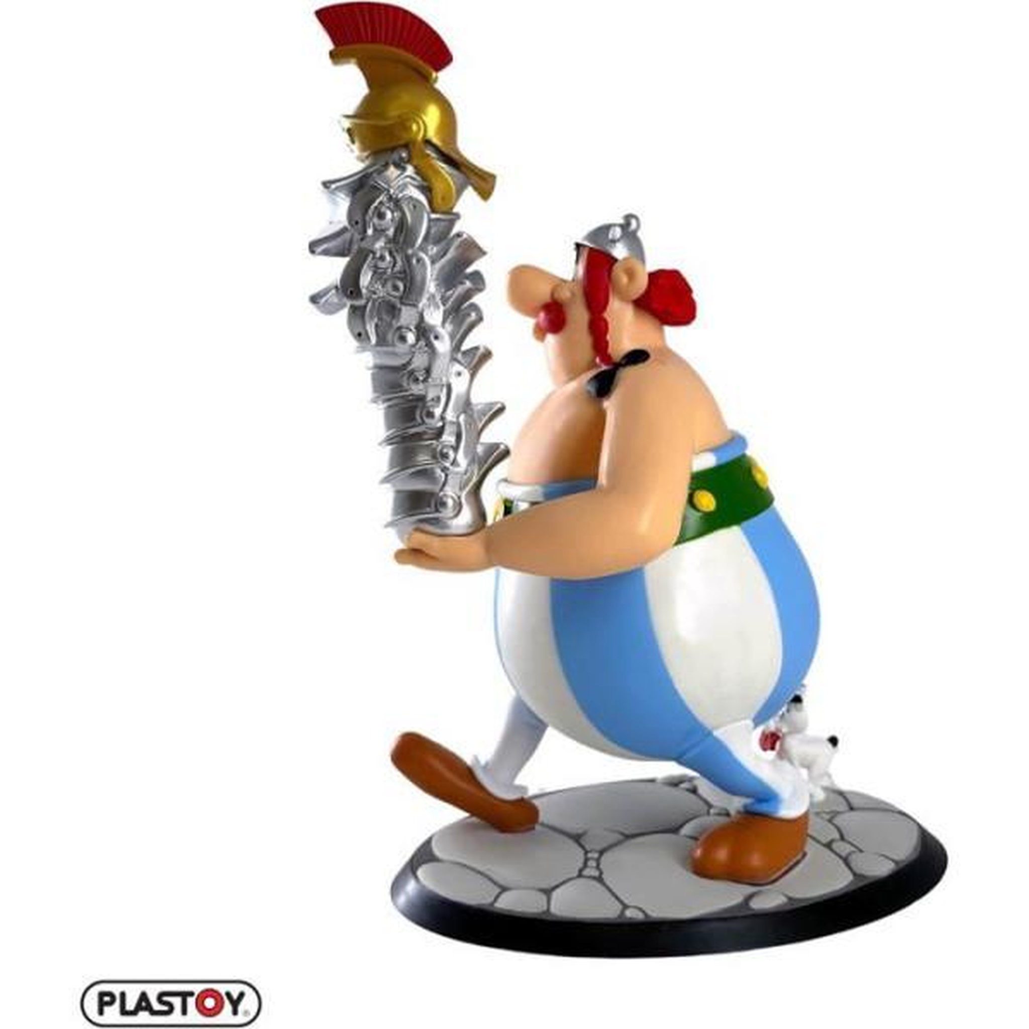 Voir la diapositive 3 : Plastoy Figurine - plastoy - astérix obélix avec pile de casques et idéfix xl - plastique - 22 cm
