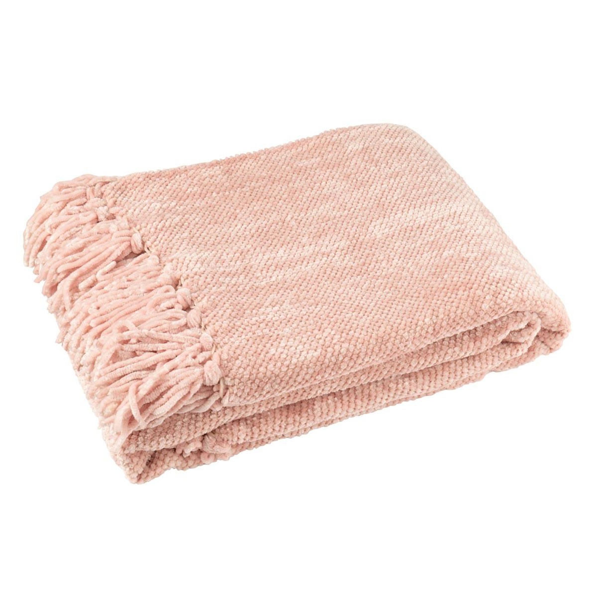 Paris Prix Plaid à Franges  Chenille  130x170cm Rose Clair