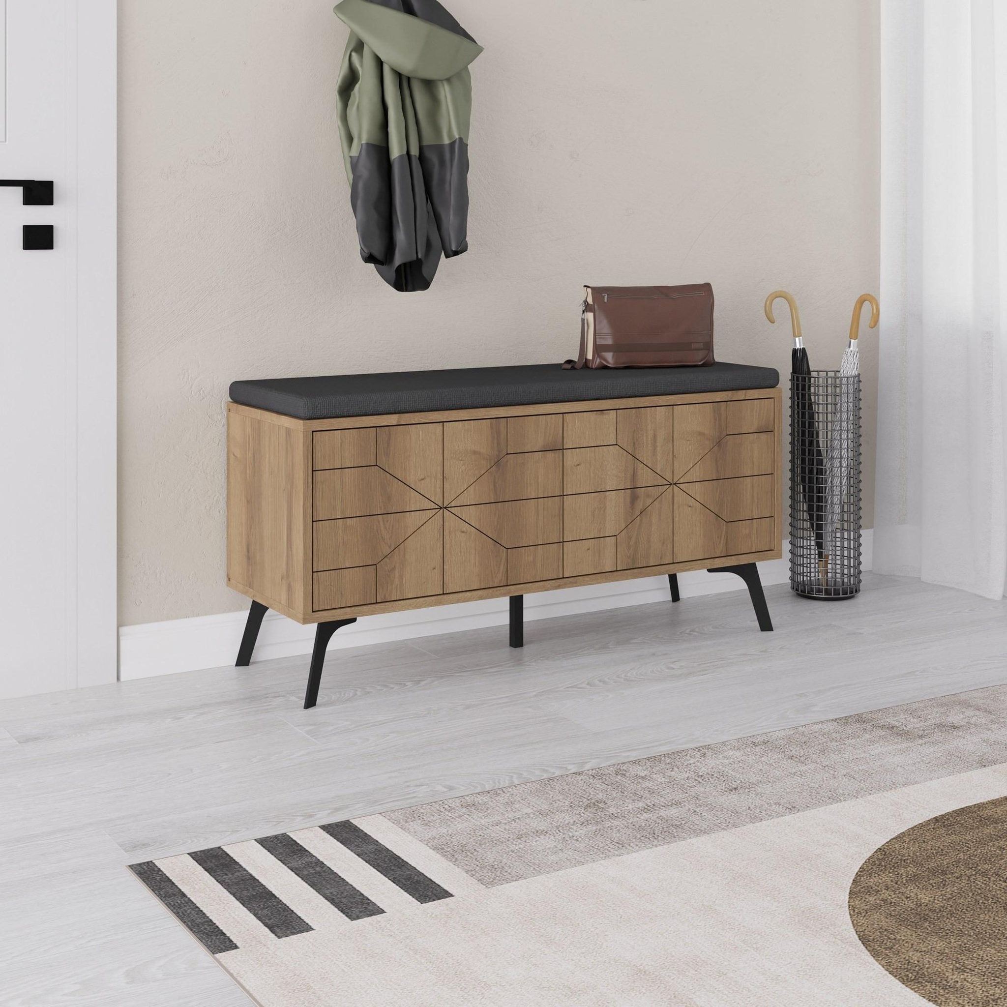 Voir la diapositive 3 : Habitat et Jardin Meuble à chaussures en bois  dune  - 107 x 35 x 55 cm - marron