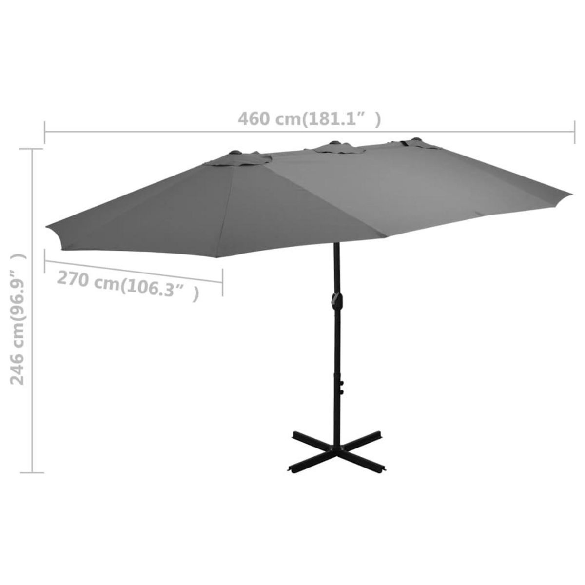 VIDAXL Parasol d'exterieur poteau en aluminium 460x270 cm anthracite
