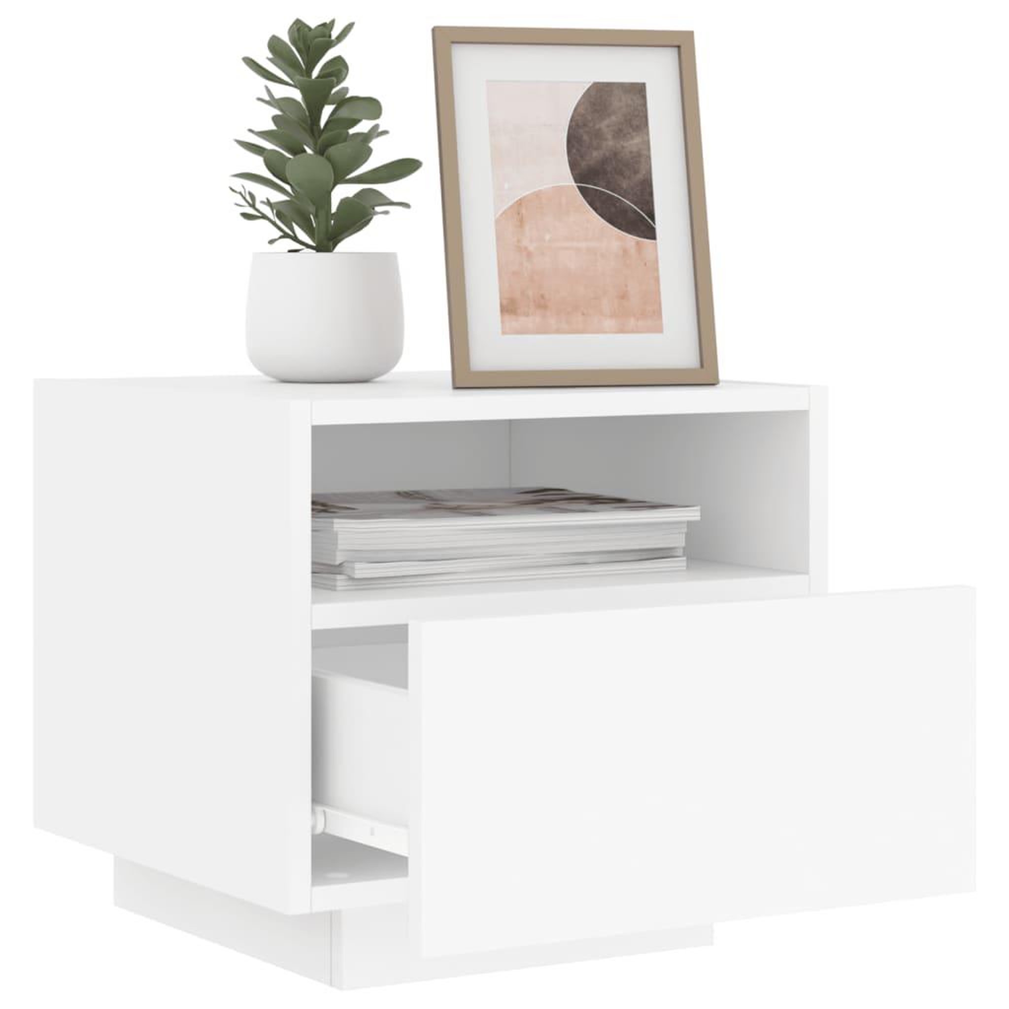 Voir la diapositive 4 : VIDAXL Table de chevet avec lumieres LED blanc 40x39x37 cm