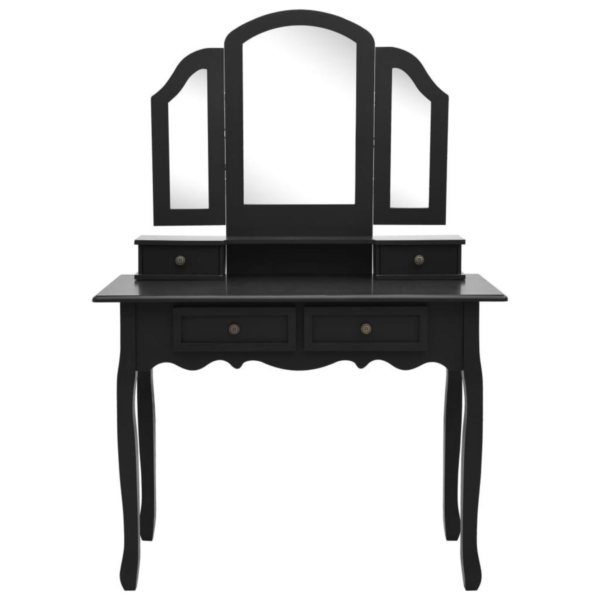 VIDAXL Ensemble de coiffeuse et tabouret Noir 100x40x146 cm Paulownia