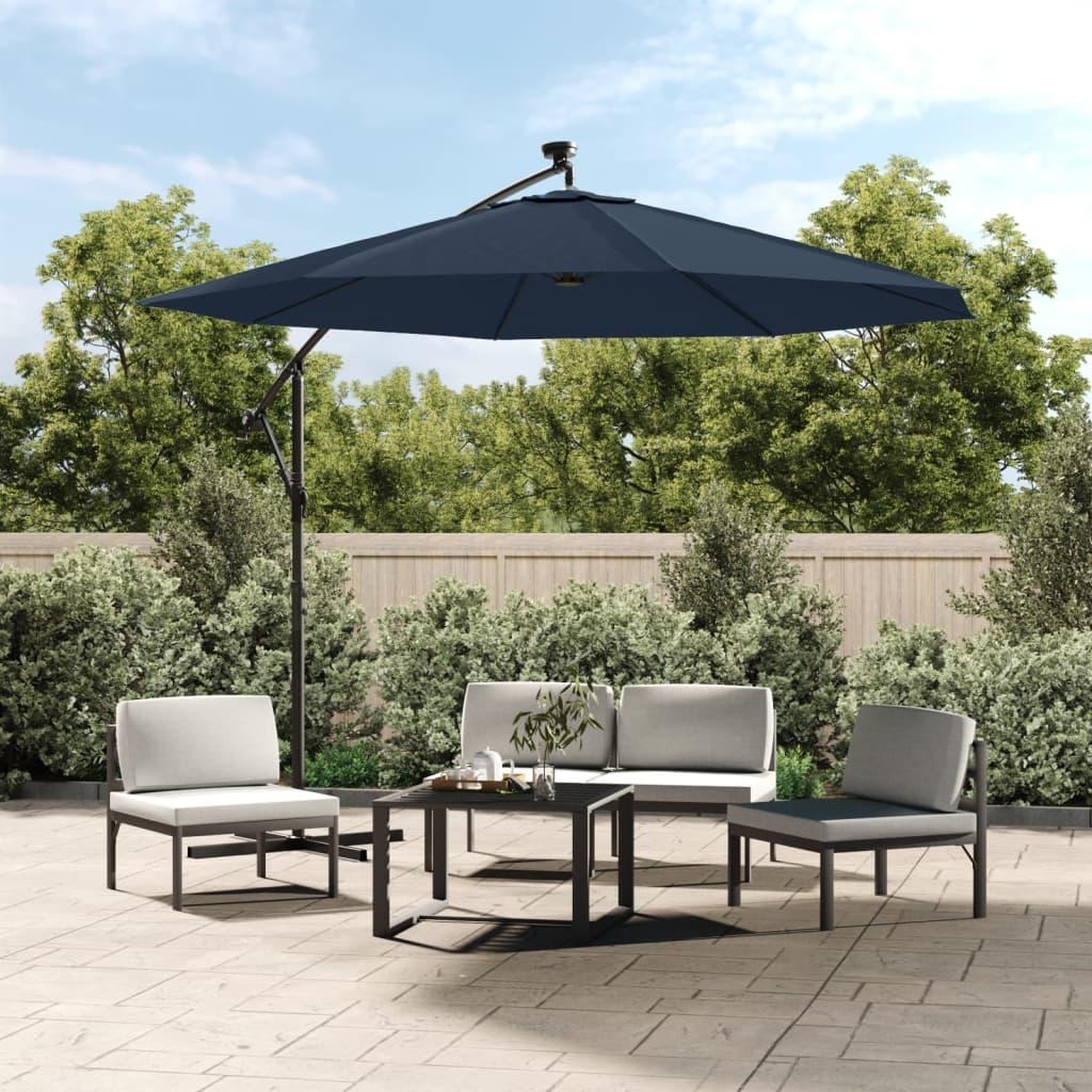 VIDAXL Tissu de remplacement pour parasol deporte Bleu 350 cm