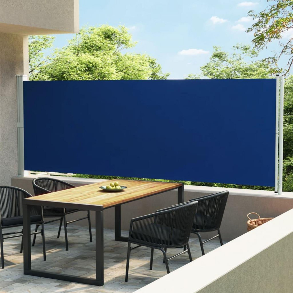 VIDAXL Auvent lateral retractable de patio 600x160 cm bleu