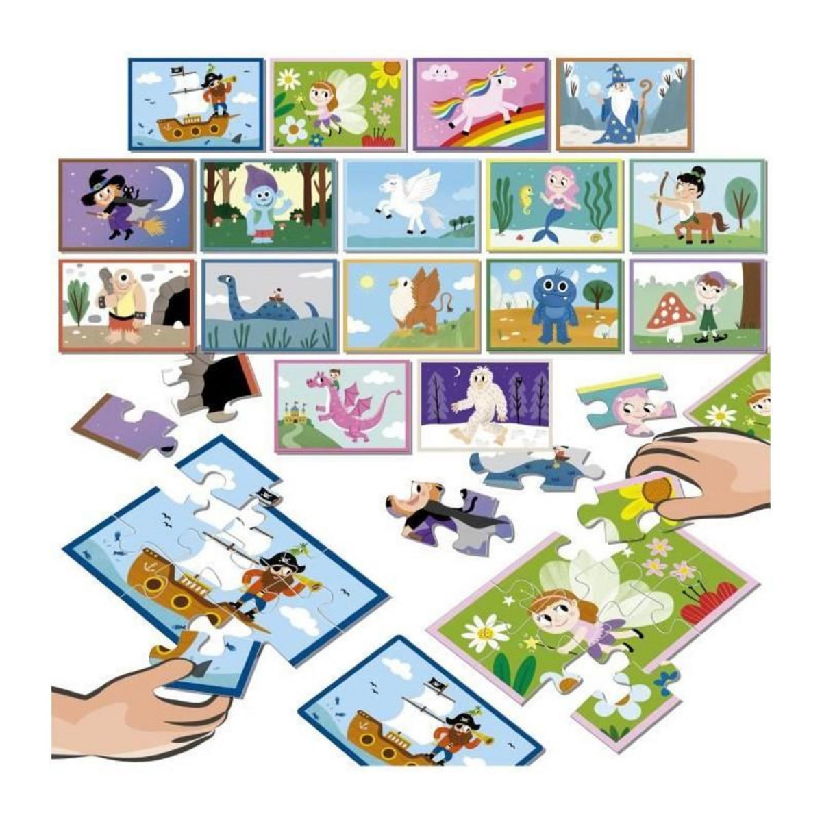 EDUCA Puzzle - EDUCA - Battle Jr Fantasy - 16 puzzles - Theme fantastique - Pour enfants a partir de 4 ans