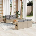 VIDAXL Salon de jardin avec coussins 7pcs melange beige resine tressee