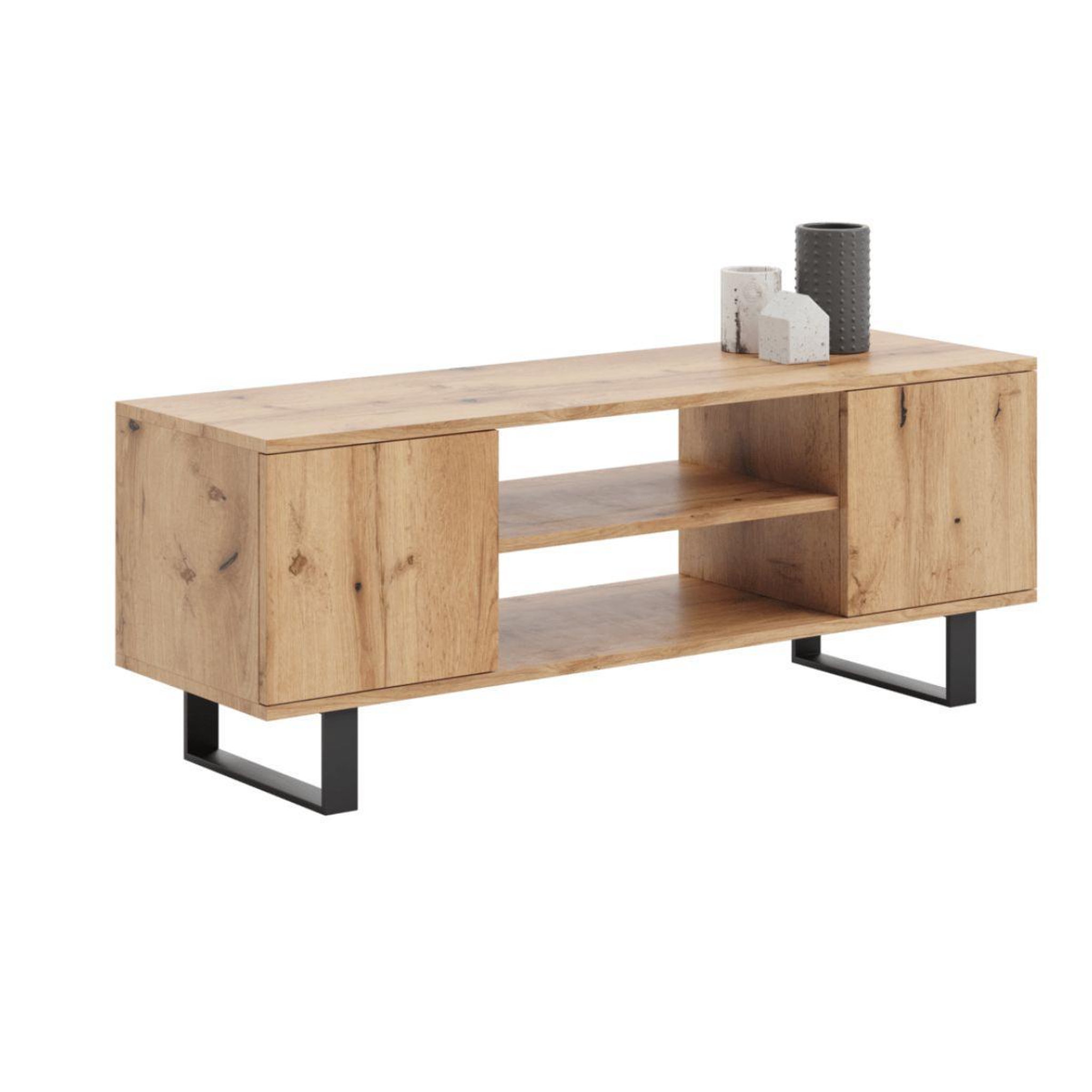 KOBI Meuble TV FOCUS 135 cm au style loft moderne et fonctionnel