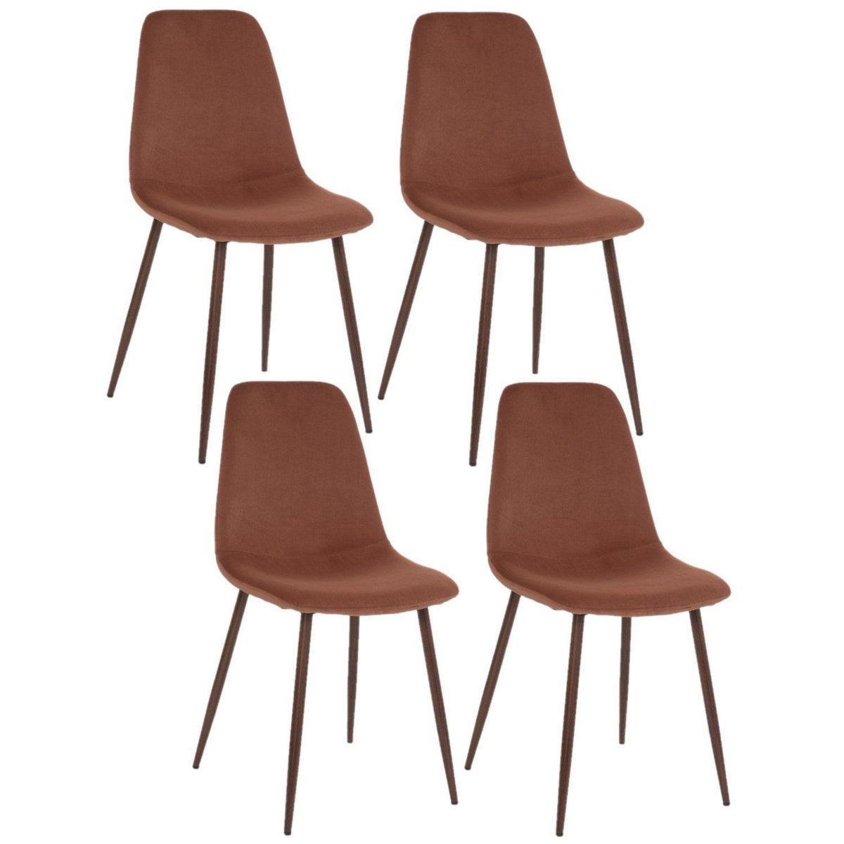 TOILINUX Lot de 4 Chaises confortables en polyester effet velours et pieds en fer
