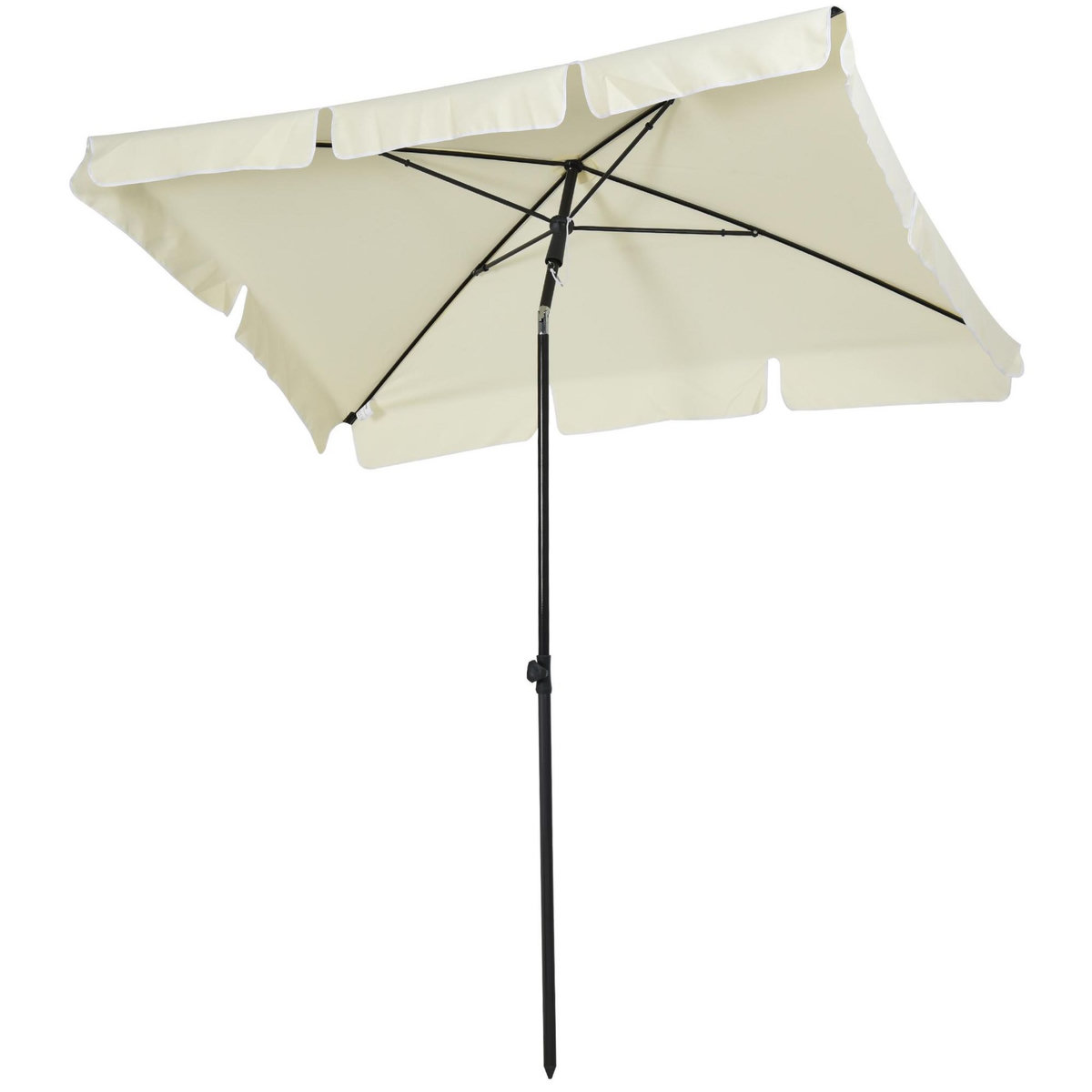 OUTSUNNY Parasol rectangulaire inclinable alu acier polyester haute densité diamètre 2 m beige clair