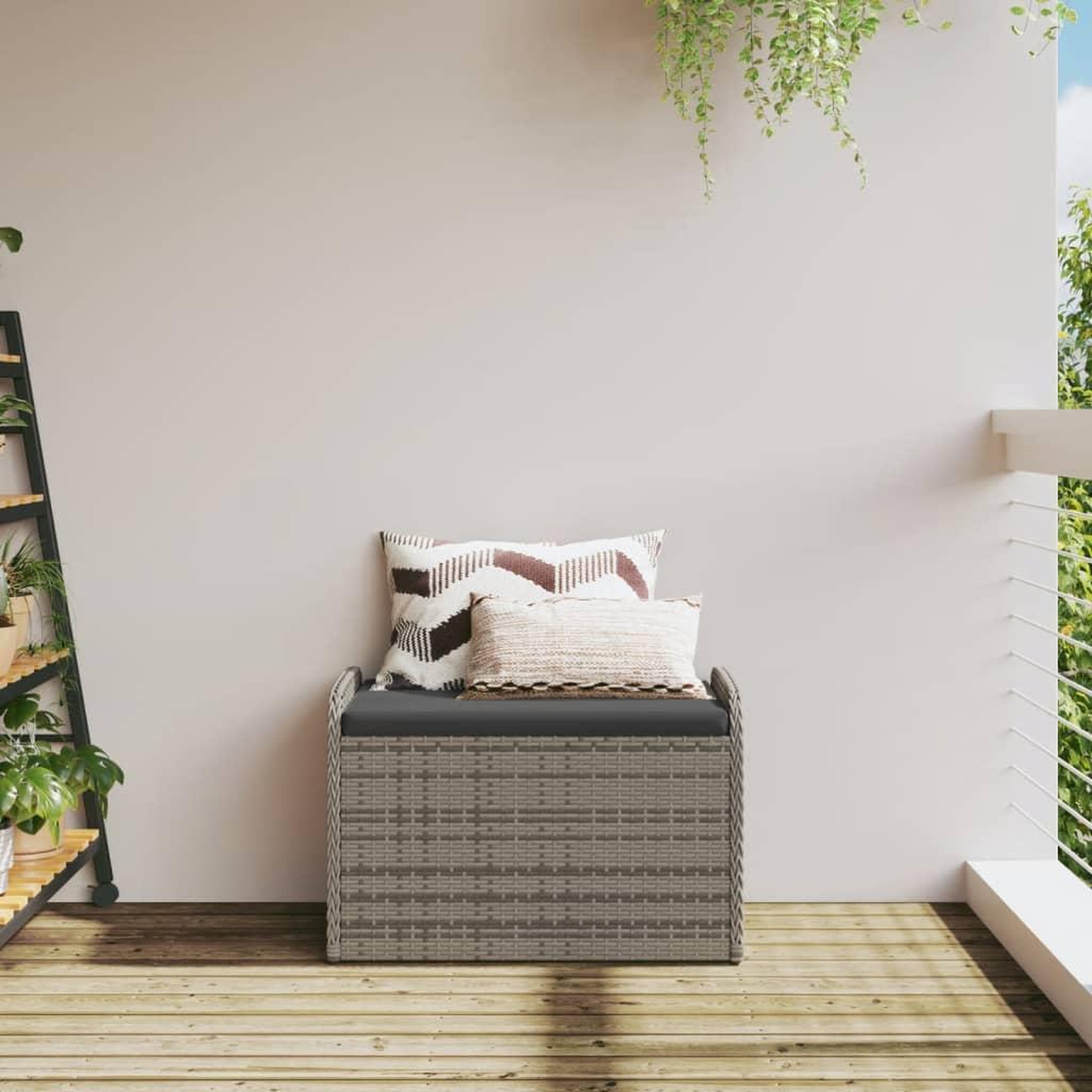 Voir la diapositive 3 : VIDAXL Banc de rangement avec coussin gris 80x51x52 cm resine tressee