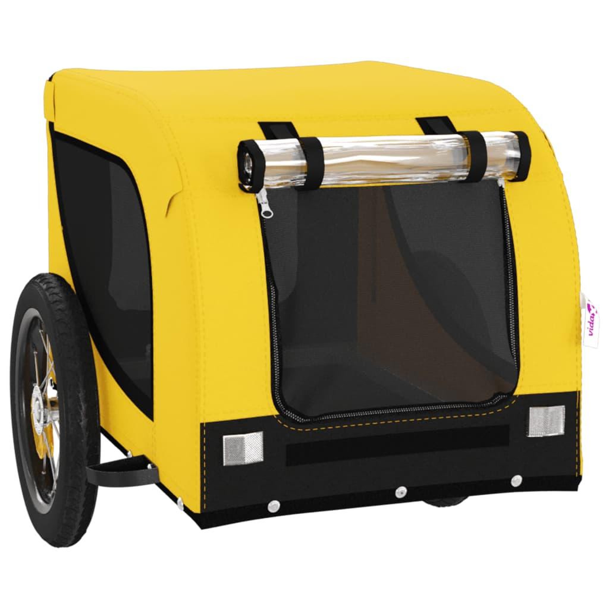Voir la diapositive 4 : VIDAXL Remorque de velo pour animaux de compagnie jaune et noir