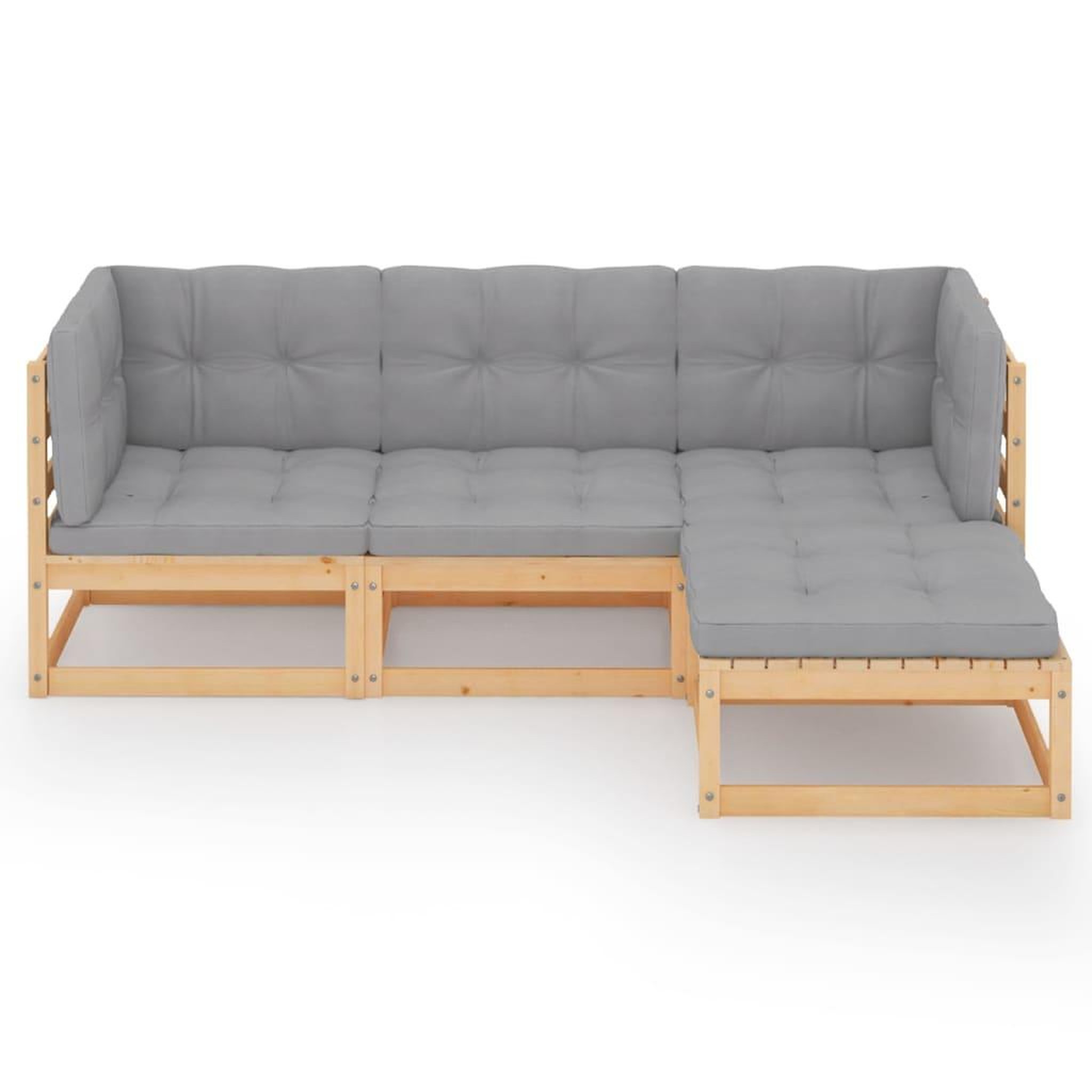 Voir la diapositive 3 : VIDAXL Salon de jardin 4 pcs avec coussins Bois de pin massif