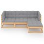 Voir la diapositive 3 : VIDAXL Salon de jardin 4 pcs avec coussins Bois de pin massif