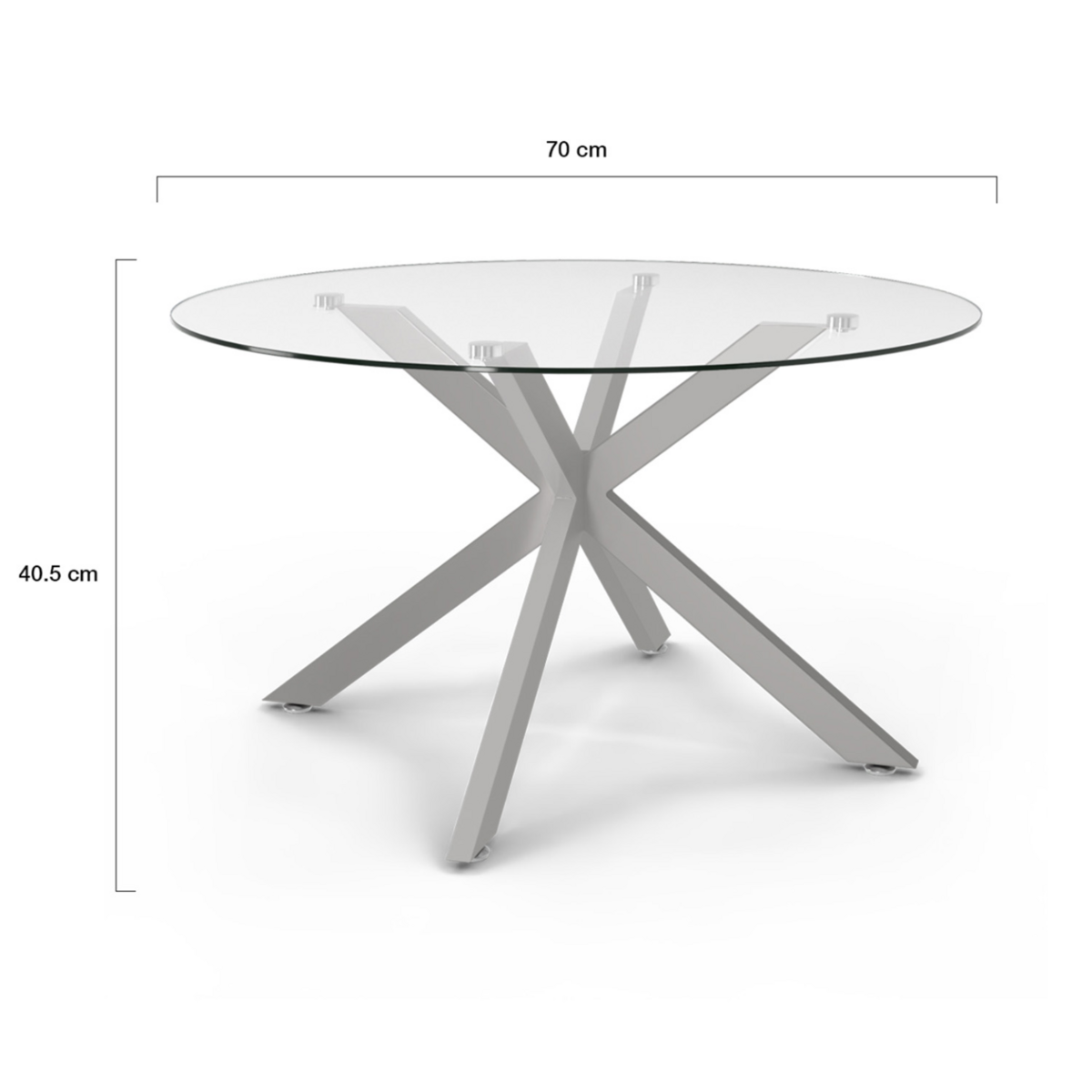 ID MARKET Table basse ronde ALIX pied araignée 70 cm plateau verre pied acier effet chromé
