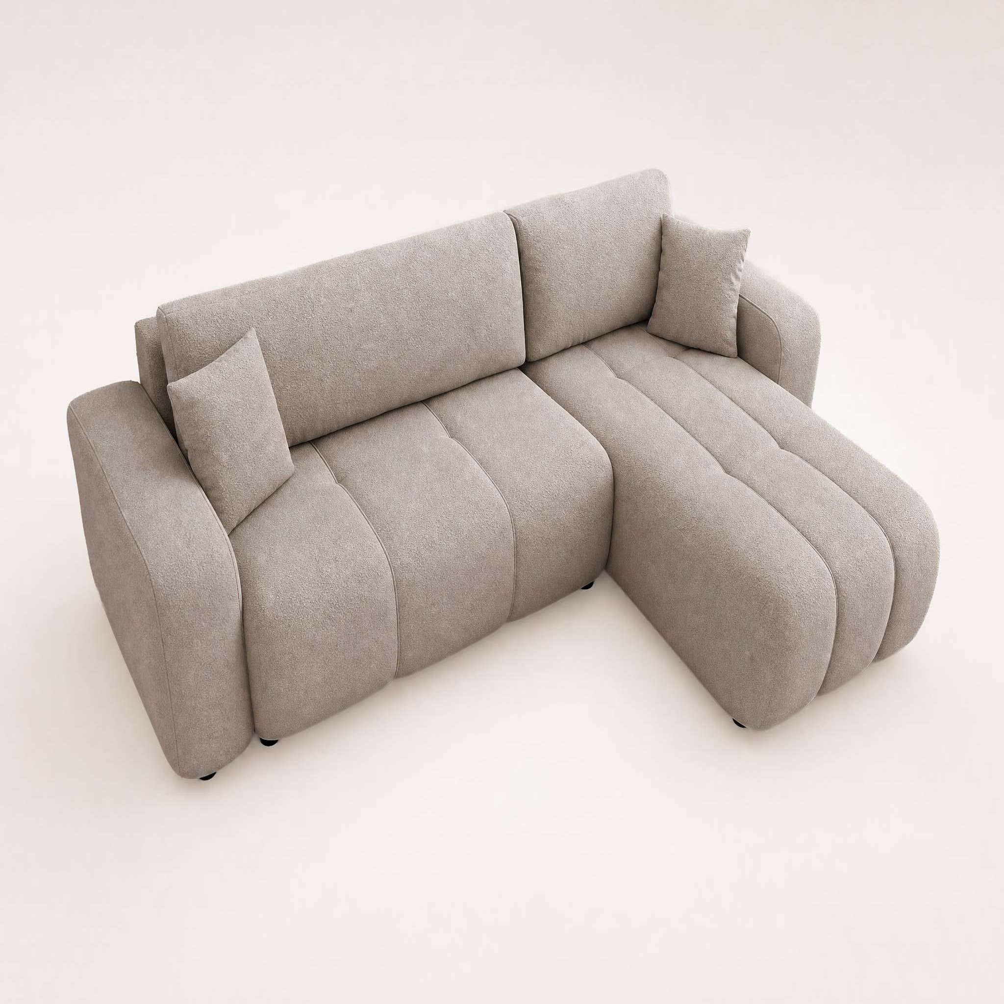 Voir la diapositive 6 : BEST MOBILIER Nicole - canapé d'angle réversible 4 places convertible avec coffre en tissu