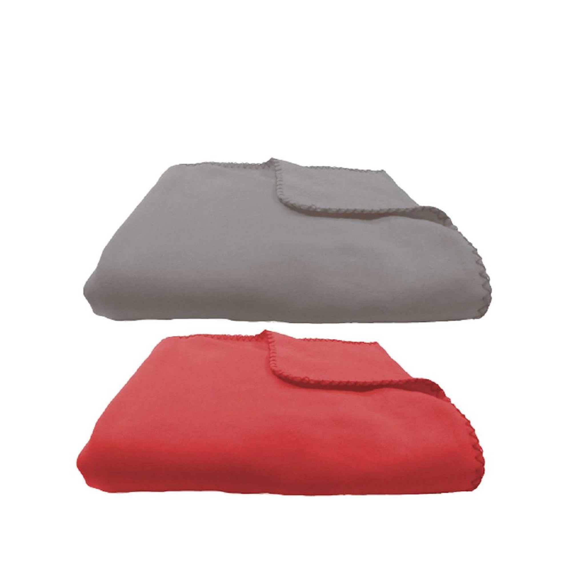 FUTURE HOME Lot 2 plaids gris et rouge polyester 130x150cm cool