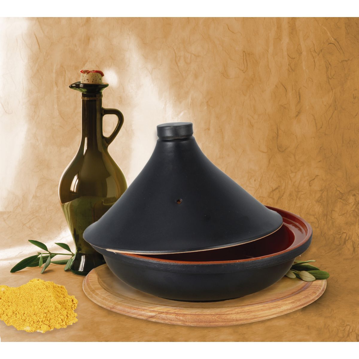 CREALYS Tajine en terre cuite 32cm noir