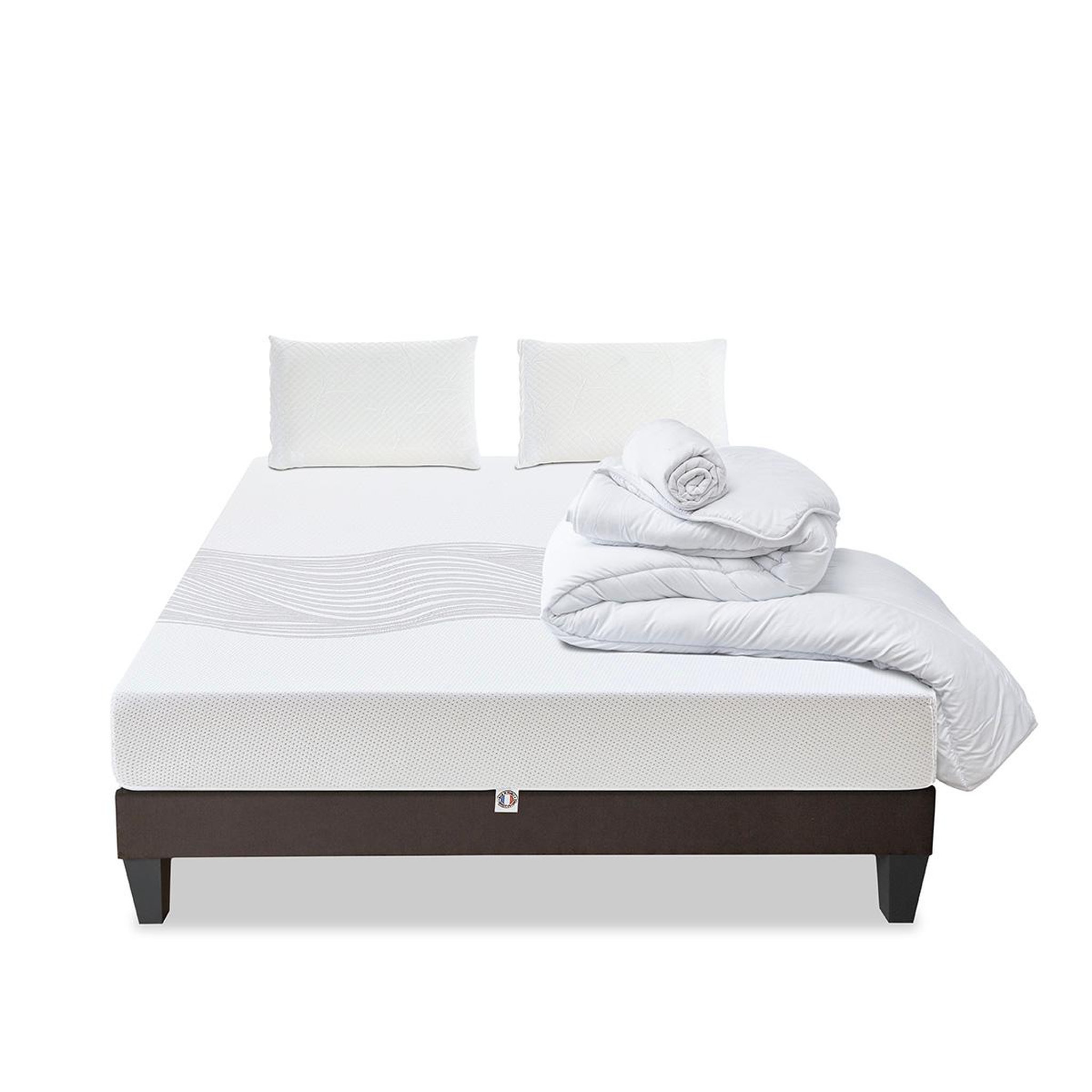 Voir la diapositive 1 : OLYMPE LITERIE Olympe literie | pack prêt à dormir sensitive | matelas mémoire de forme + sommier + accessoires