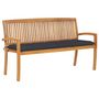 Voir la diapositive 1 : VIDAXL Banc de jardin empilable et coussin 159 cm Bois de teck massif
