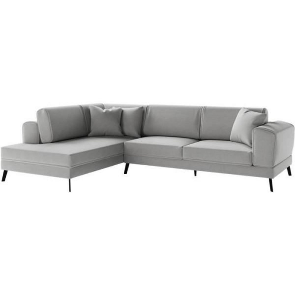 LOUNGITUDE Canapé d'angle gauche convertible IMPERIAL 5 places - Tissu gris clair - 2 coffres de rangement - L304 x P212 x H86 cm