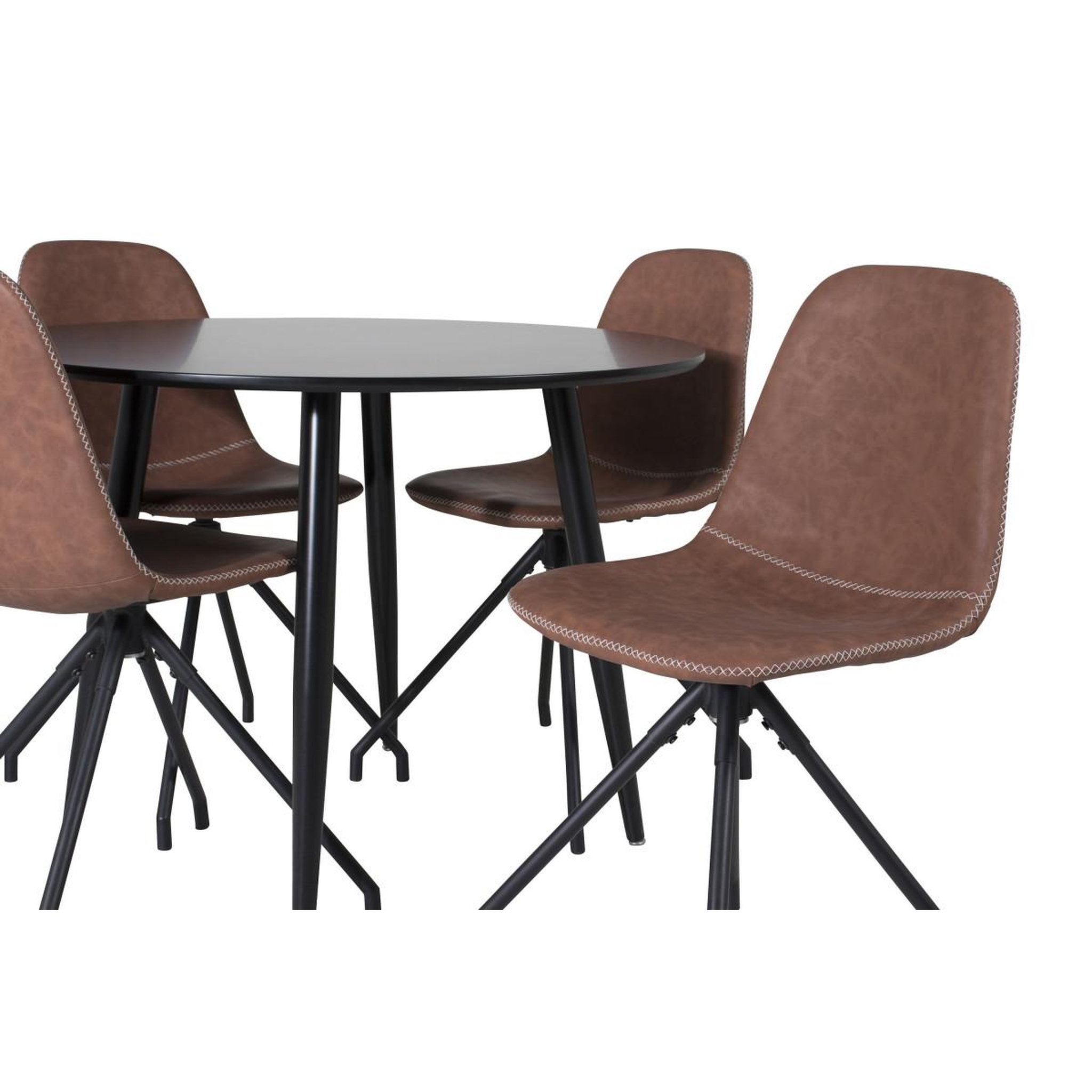 Voir la diapositive 2 : Paris Prix Ensemble table à manger & 4 chaises  plaza & polar i  100cm noir & marron