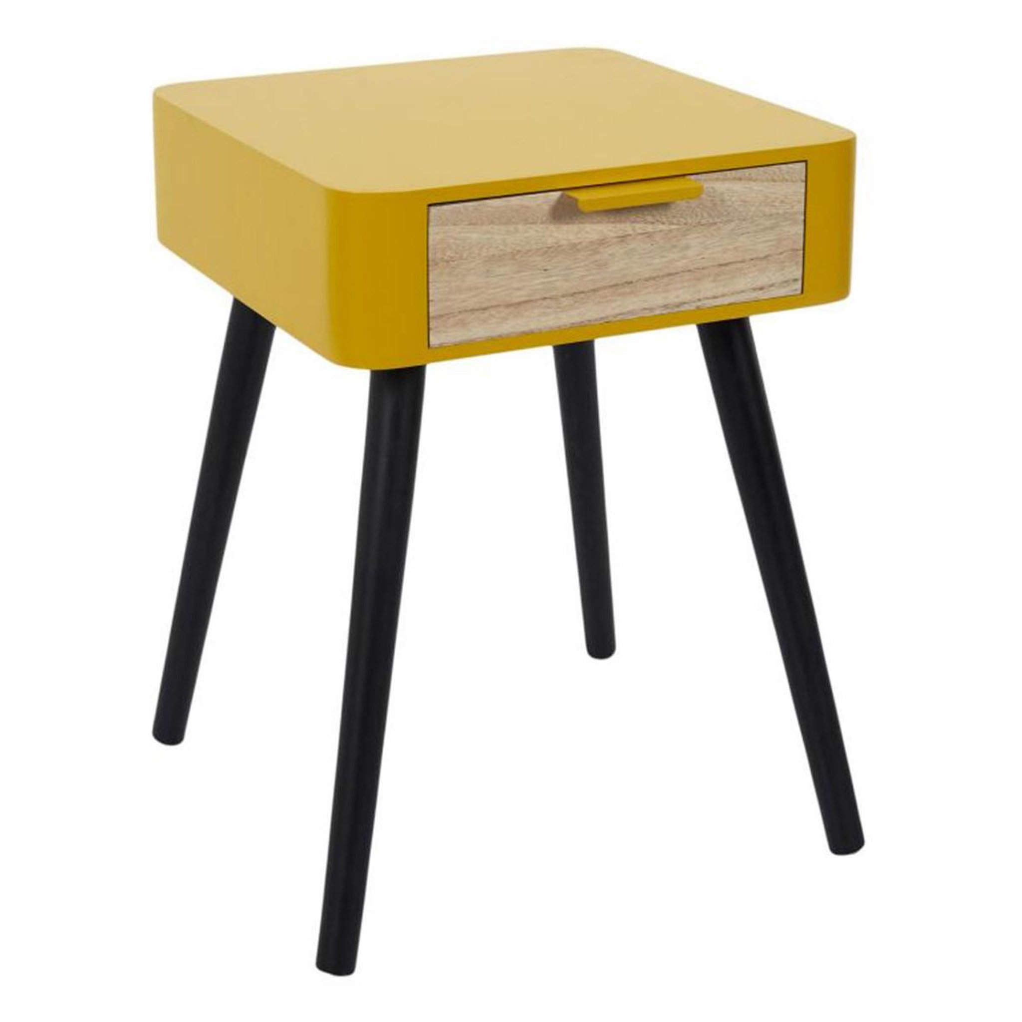 The Home Deco Factory Table de chevet 1 tiroir  bois  48cm jaune moutarde