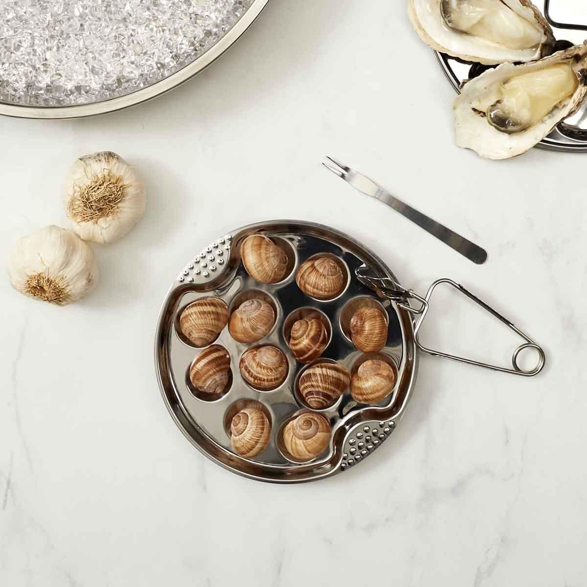 Voir la diapositive 2 : The Home Deco Factory Assiette pour Escargots  12 Pièces  19cm Argent