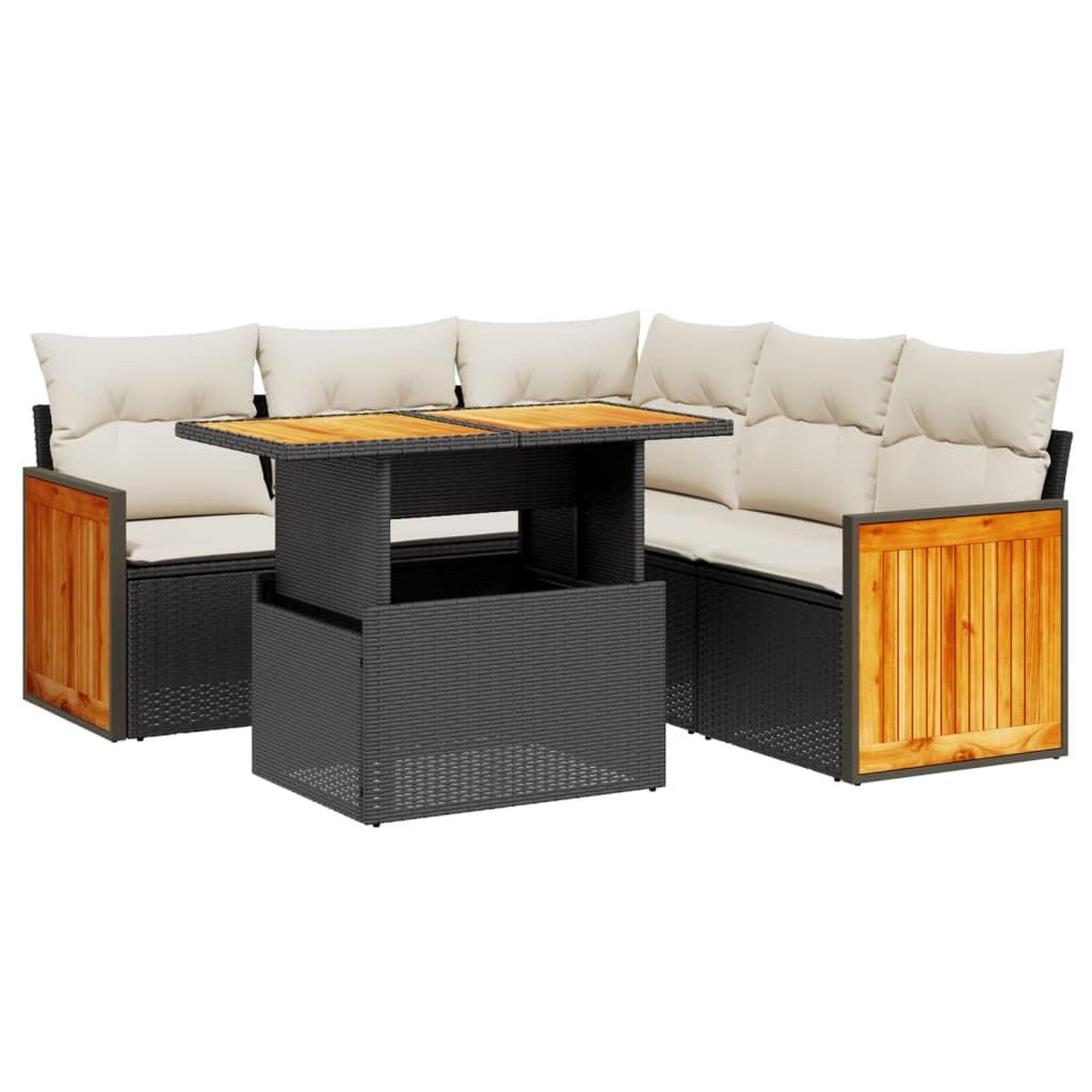 Voir la diapositive 2 : VIDAXL Salon de jardin 6 pcs avec coussins noir resine tressee