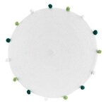 Paris Prix Tapis Rond Enfant  Pompomparty  90cm Blanc & Vert