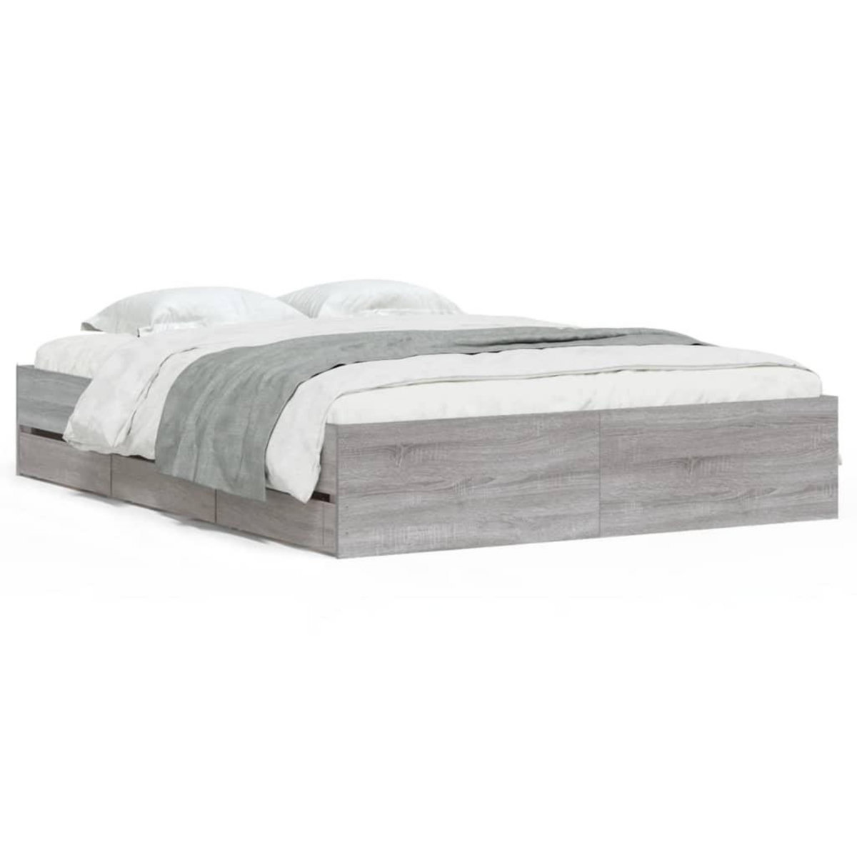VIDAXL Cadre de lit avec tiroirs sans matelas sonoma gris 140x200 cm
