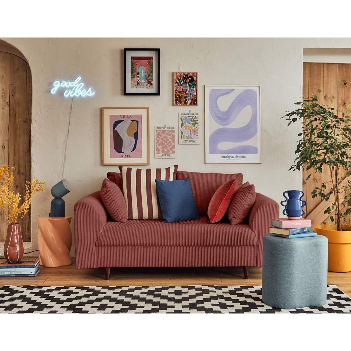 LISA DESIGN Rune - canapé 2 places - en velours côtelé